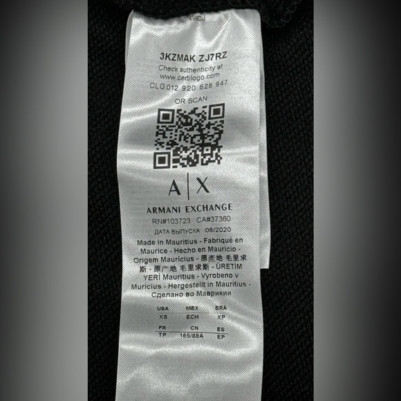 Armani Exchange Black Grey Zipper Sweatshirt - Picture 6 of 6